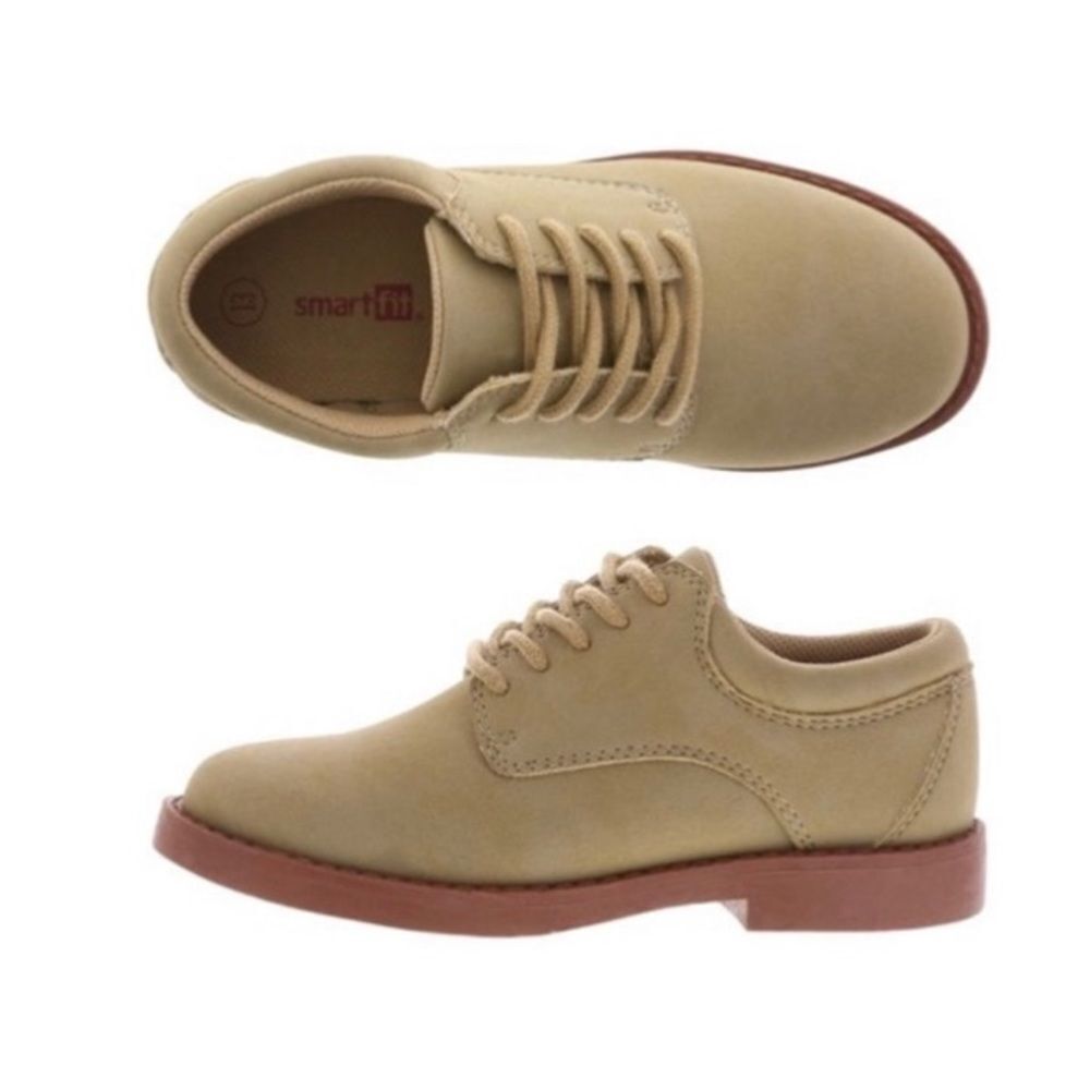 Smart Fit Skid Resistant Boys Suede Lace Up Round Toe Oxford Shoes Size 2 Tan
